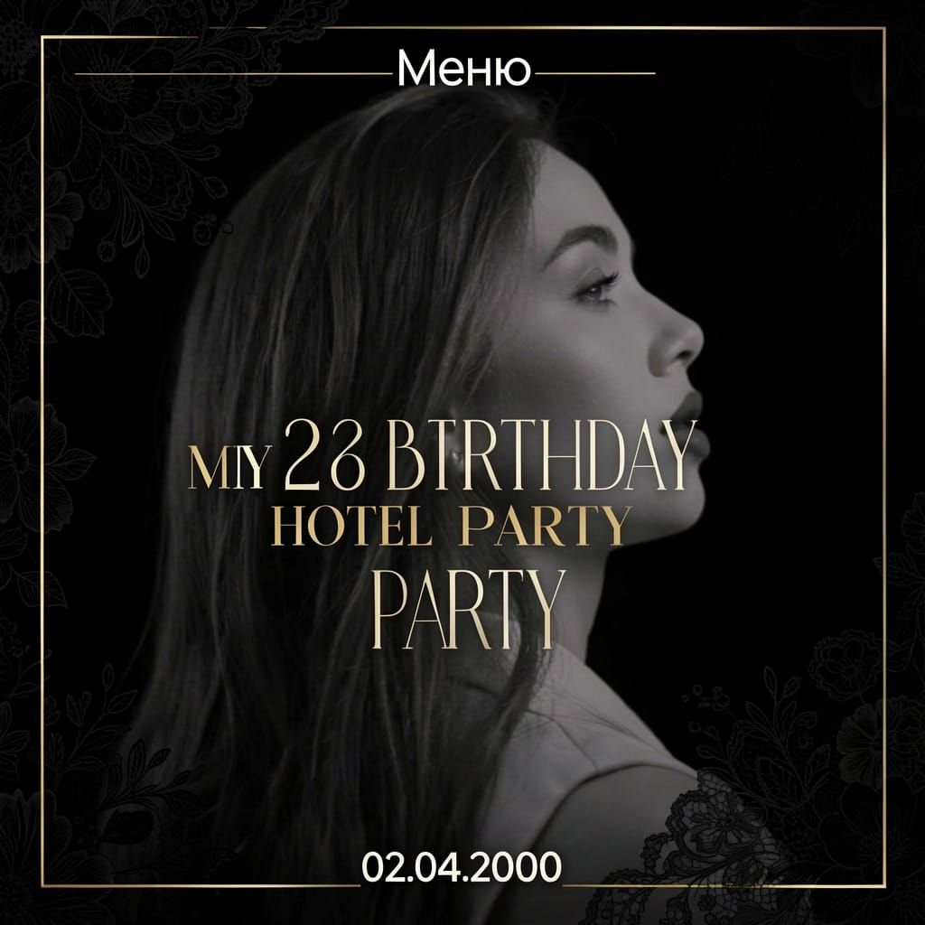 Elegant Portrait with Black Lace Floral Background