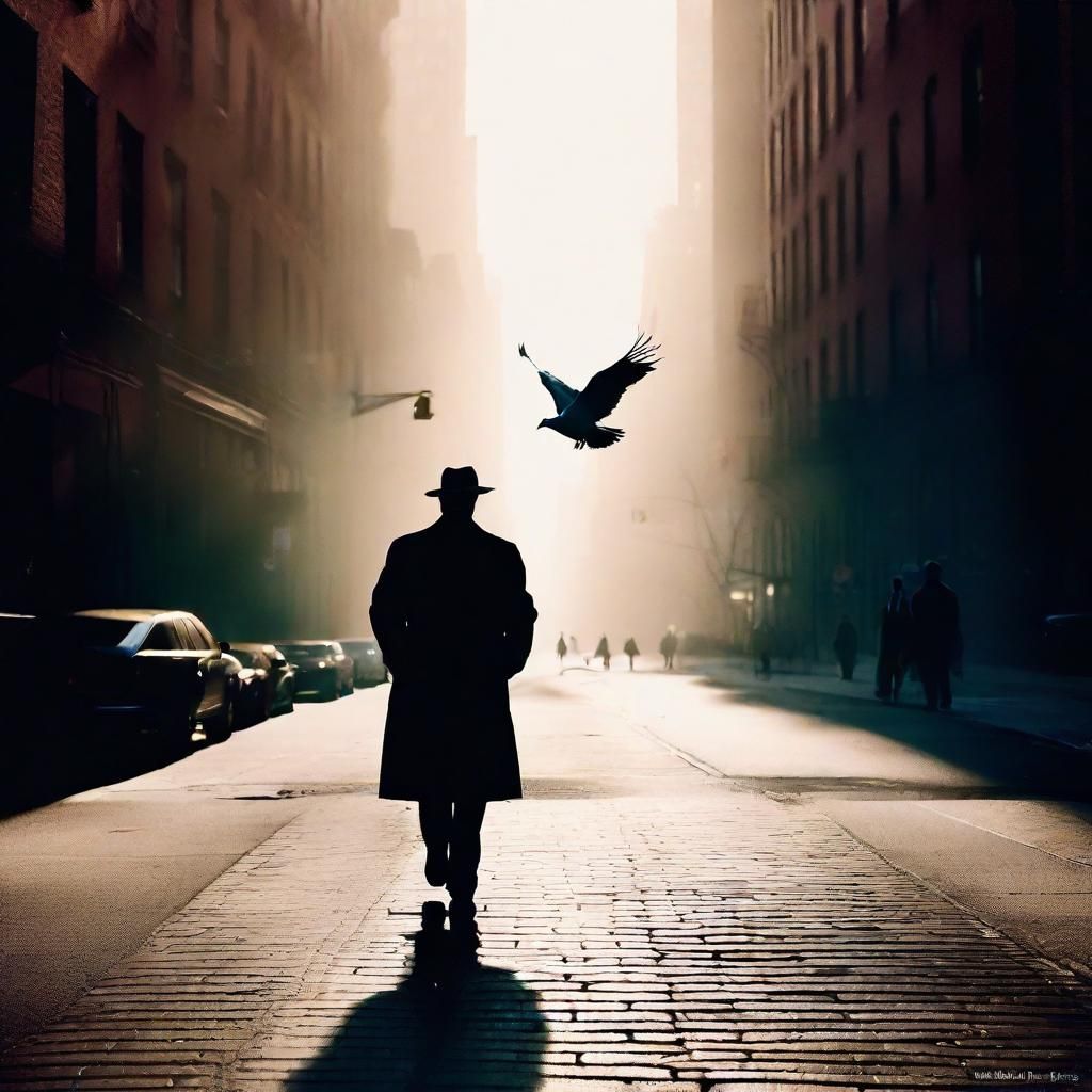 Ethereal New York Cityscape in Film Noir Style