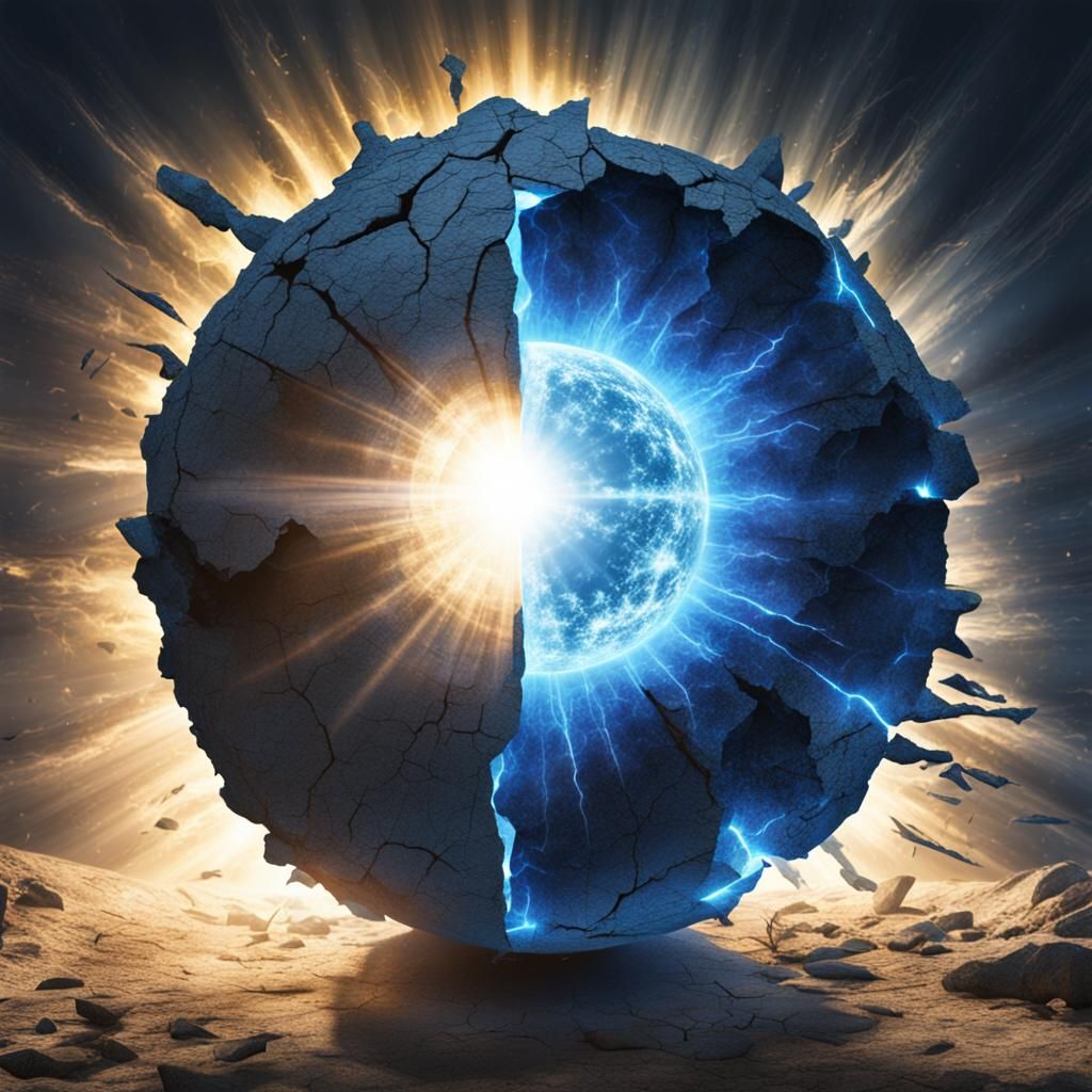 Cracked Blue Soul Orb Emitting Light