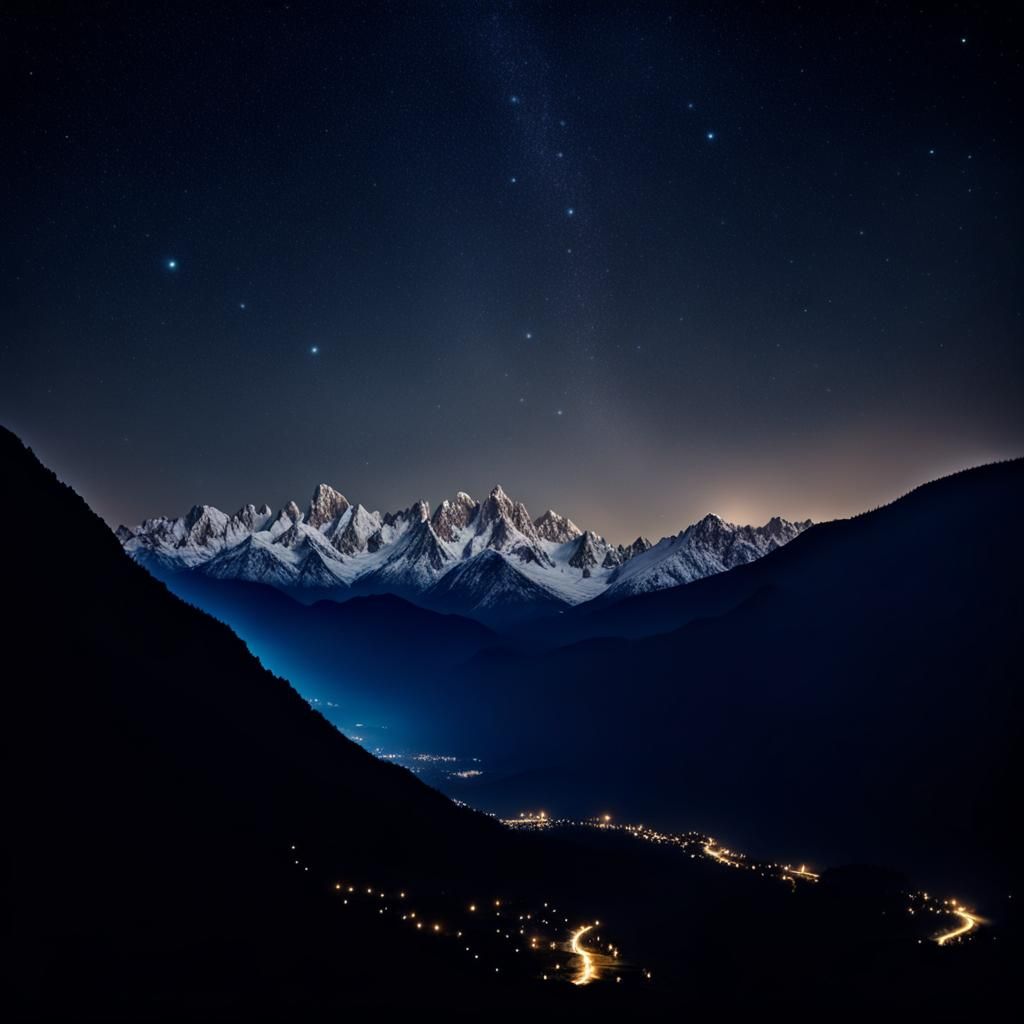 Mountains Under Starry Night Sky: Photography