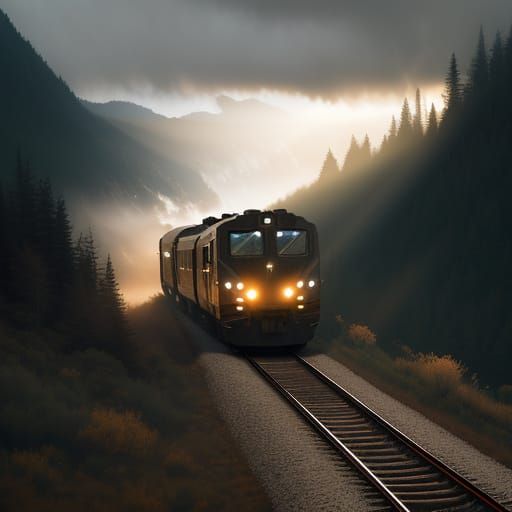 Train Speeds Through Misty Mountain Tunnel in Cinematic Styl...