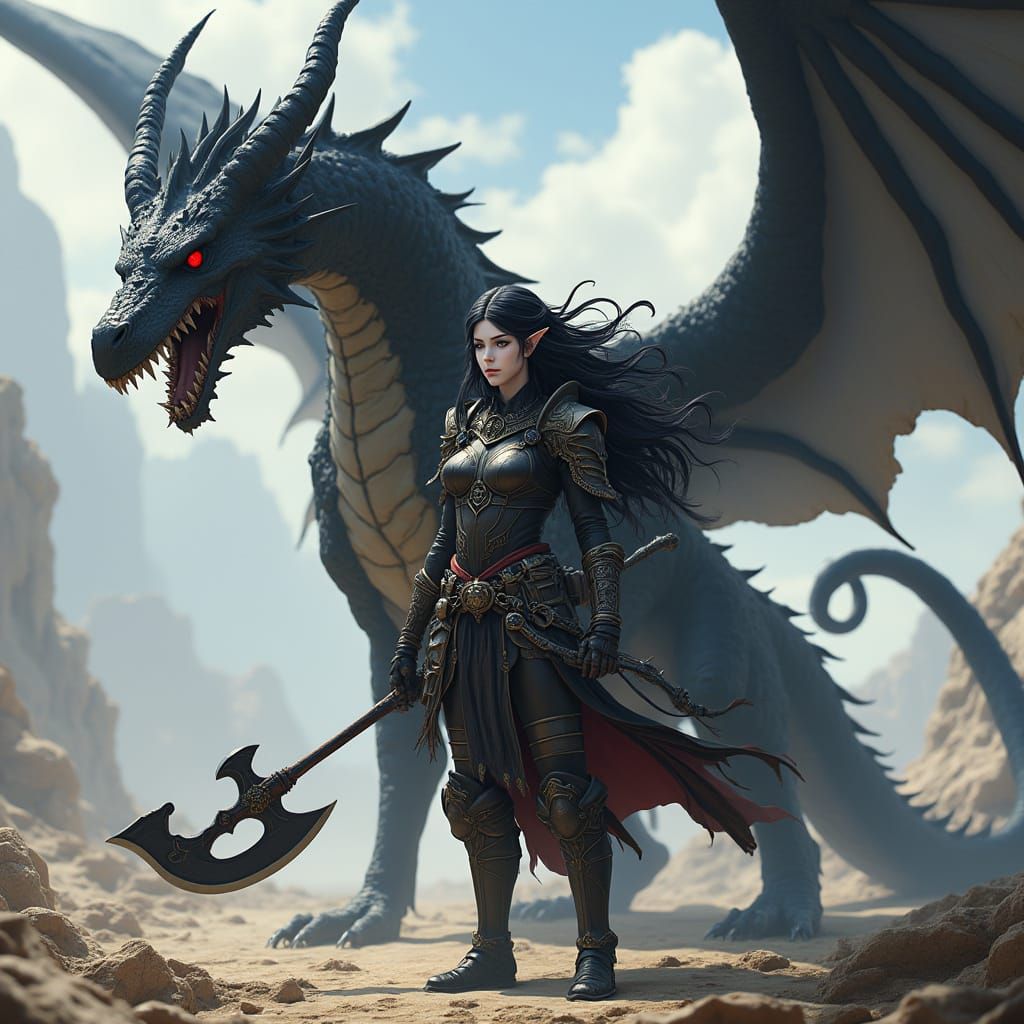 Paladin and Dragon in Anime-Inspired 3D Art