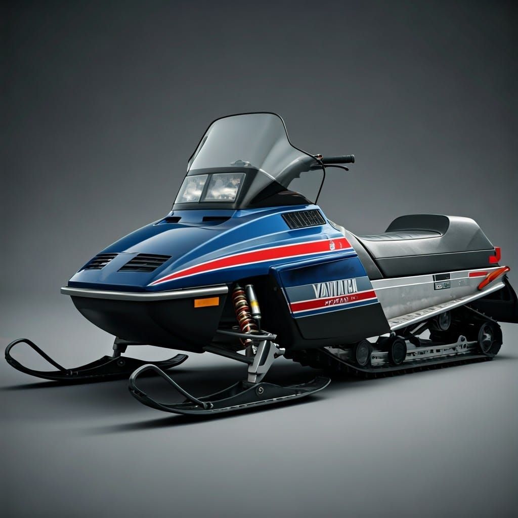 Realistic 3D Concept Art of 1987 Yamaha SRX 600 Snowmobile