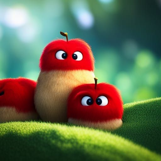 Cute Apple Plush Toys with Anime Eyes