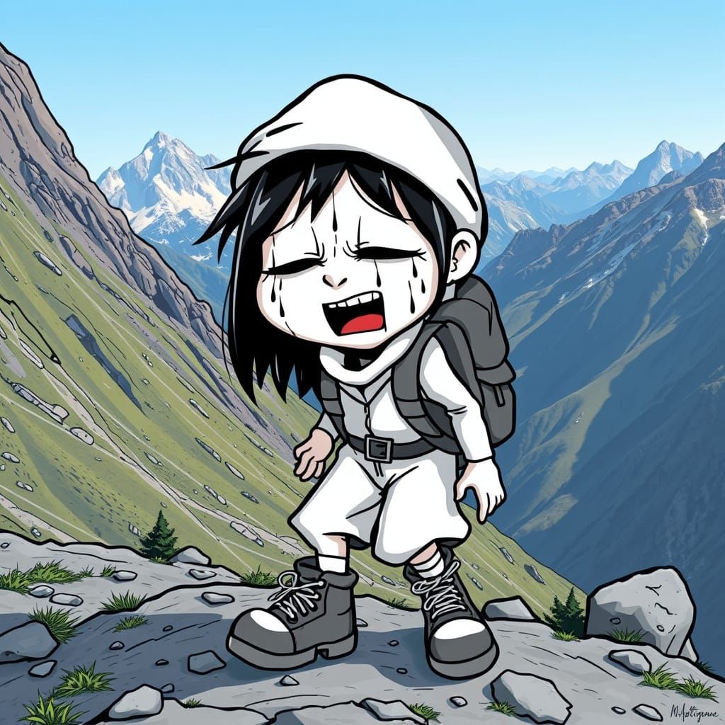 Exhausted Mime Reaches Mountain Summit