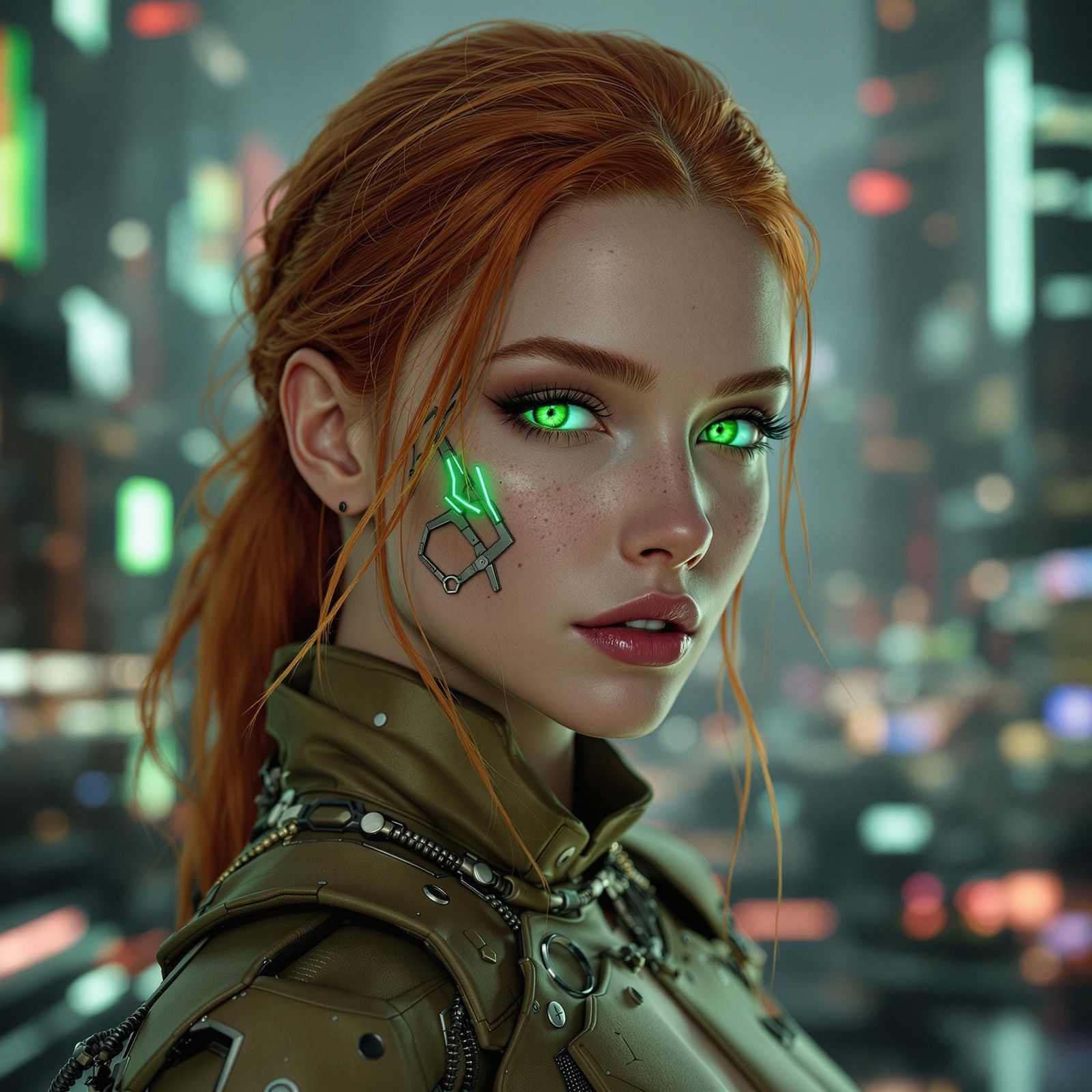 Cyberpunk Goddess in Green