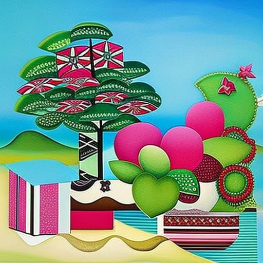 Giant Sphinx in Psychedelic Hieronymus Bosch Style