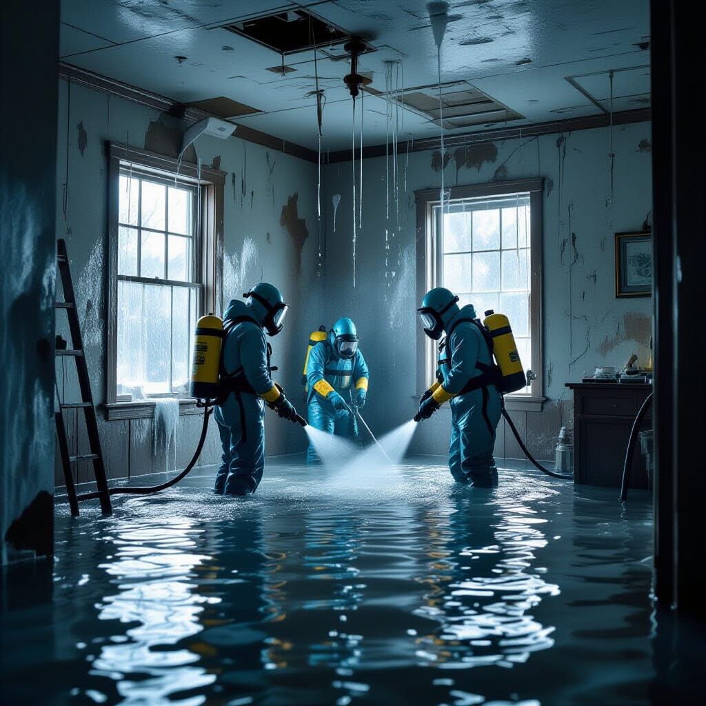 Water Damage Restoration in Industrial Realism Style