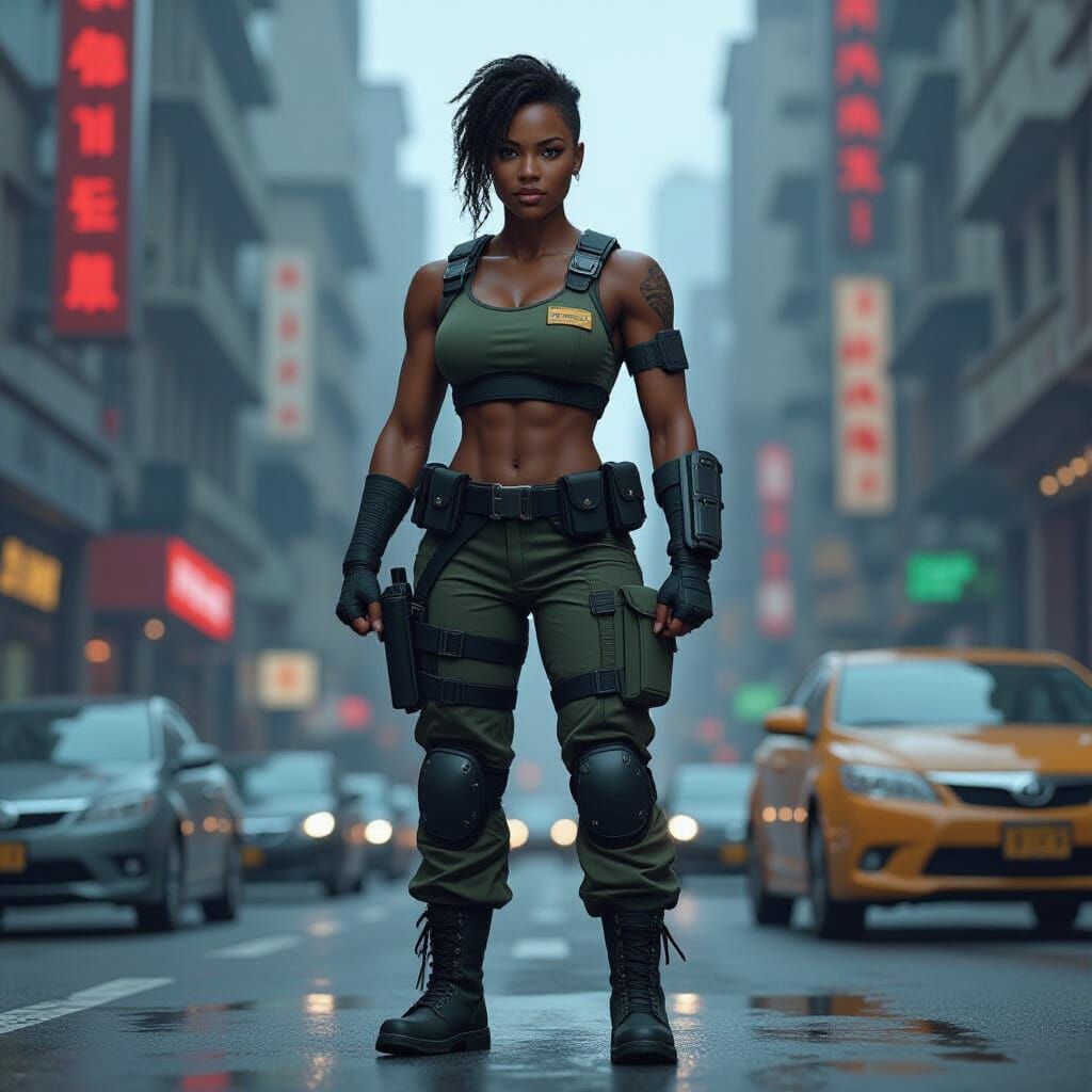 African Female Warrior in Dark Fantasy Comic Book Style