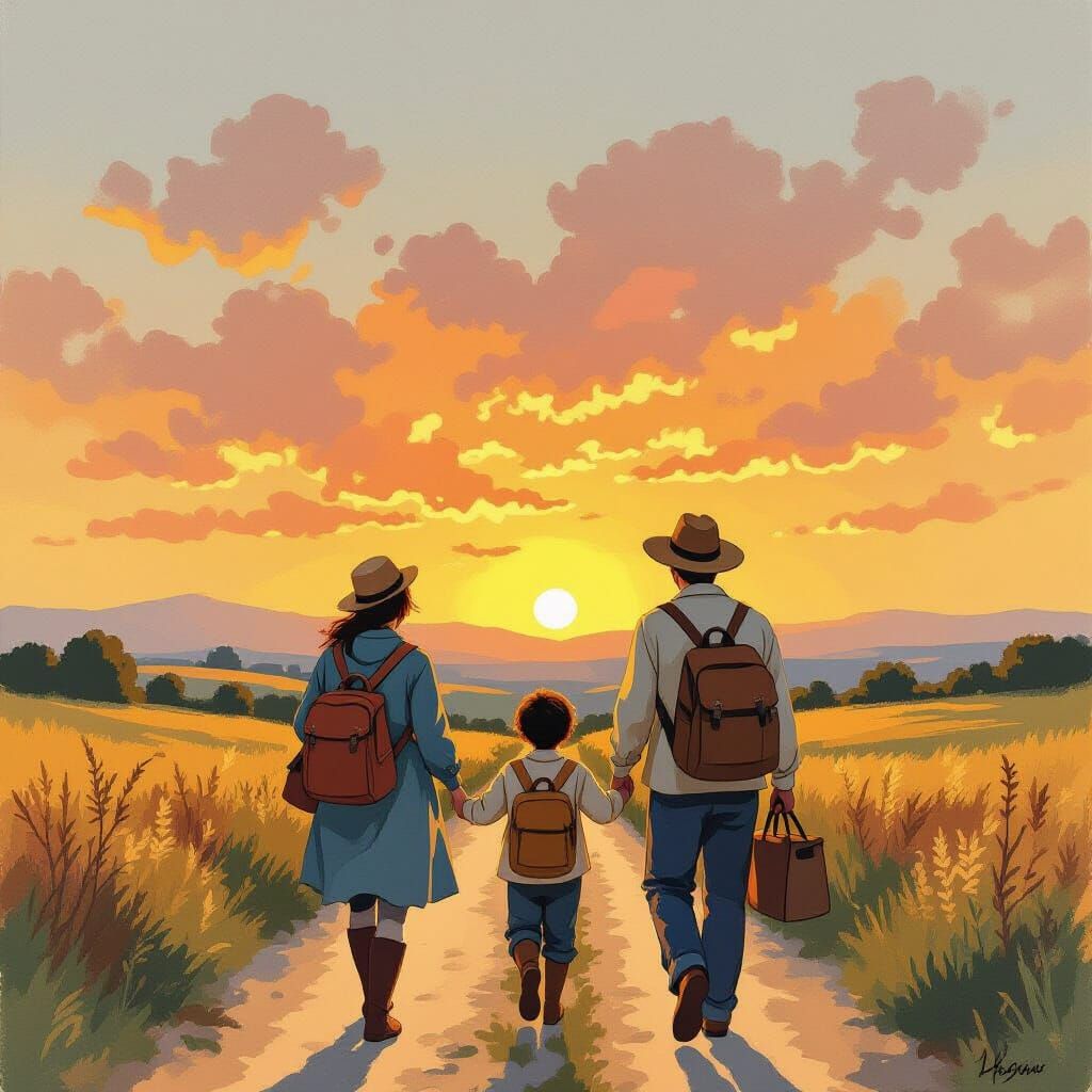 Hopeful Travelers Seek New Horizons in Gouache Painting