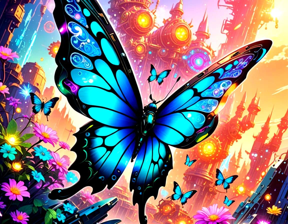 Insect Mecha with Mechanical Wings in Clockpunk Style