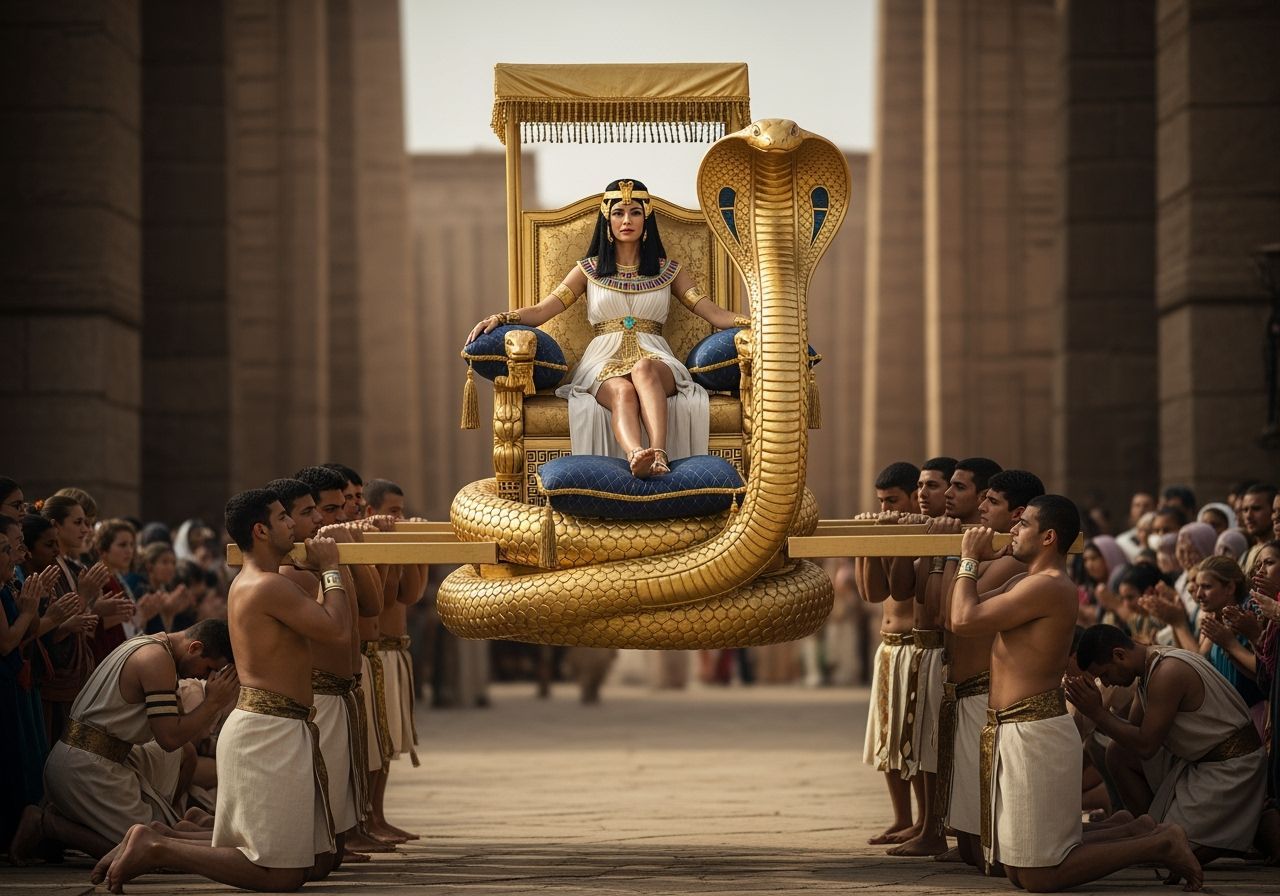 Egyptian Queen on Lavish Throne, Professional Photography