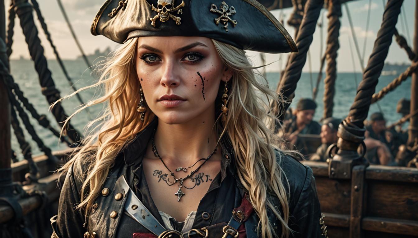 Female Pirate Captain, rogue, extremely detailed