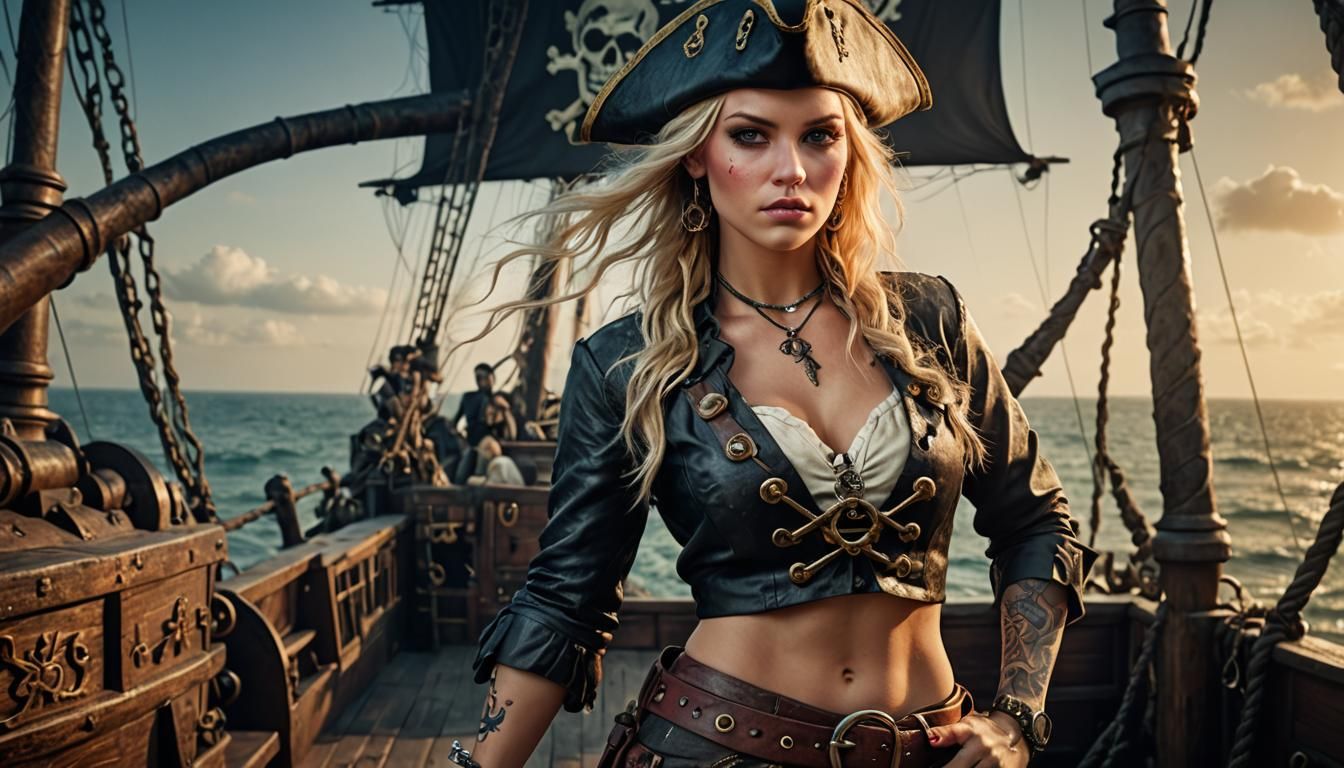 Female Pirate Captain, rogue, extremely detailed