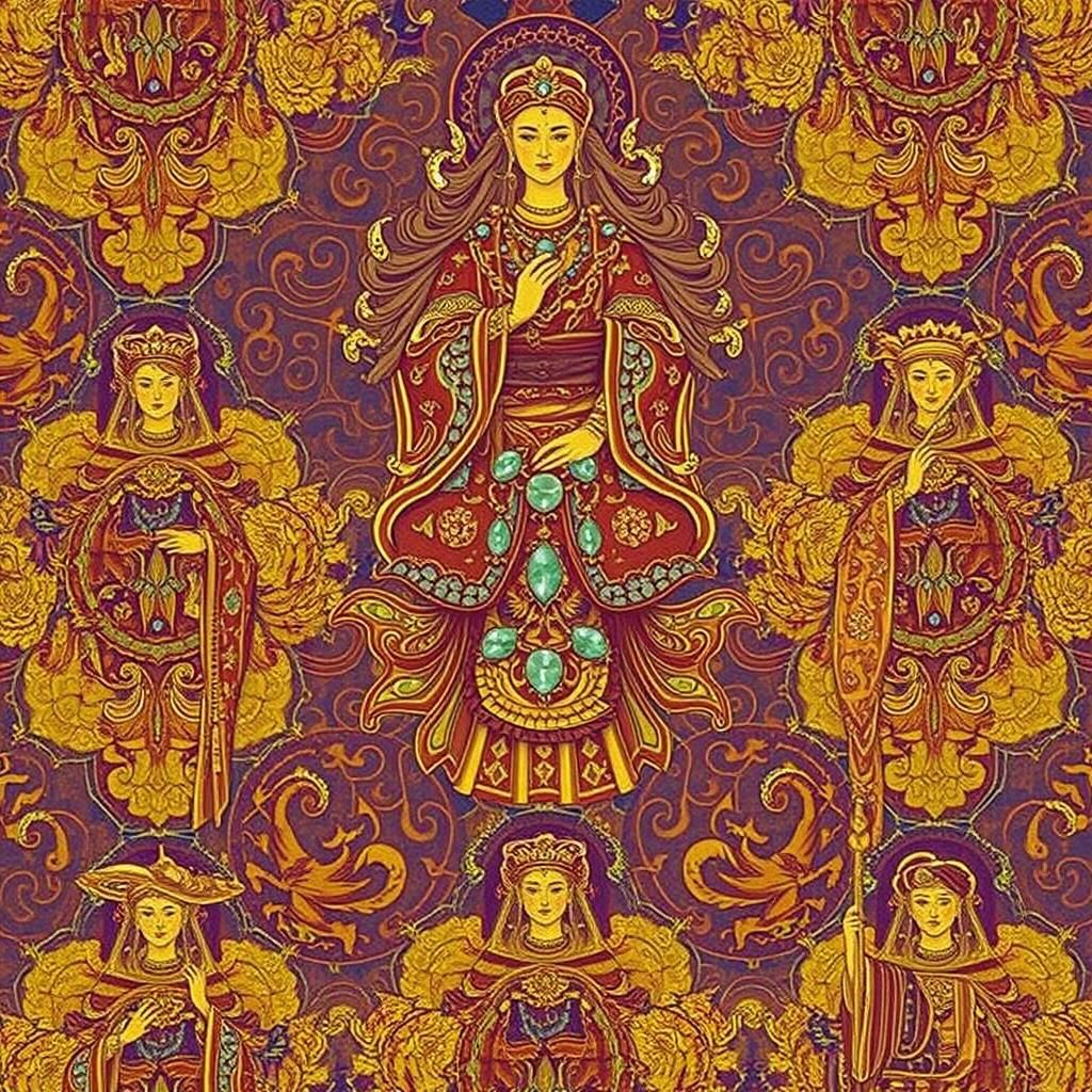 Regal Woman in Golden Mist: Fantasy Art