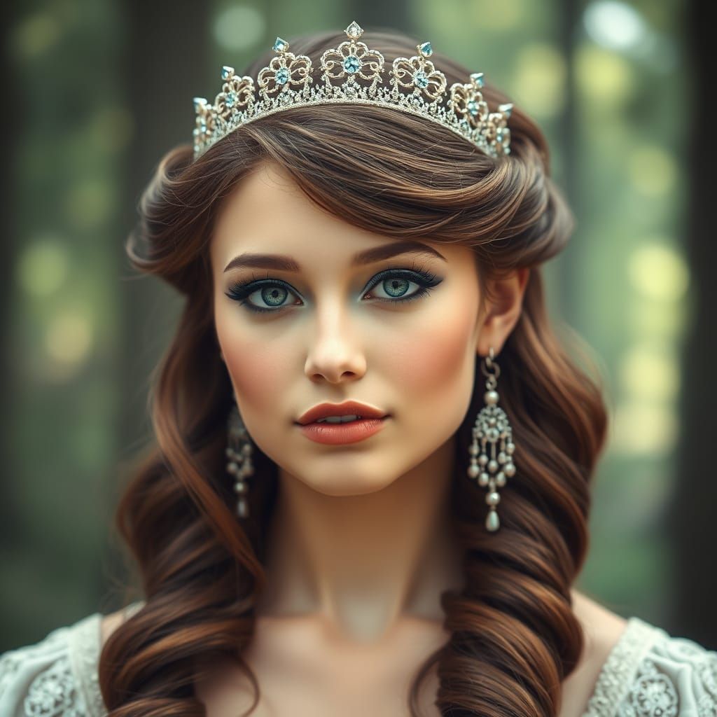 Renaissance Princess with Bright Aquamarine Eyes