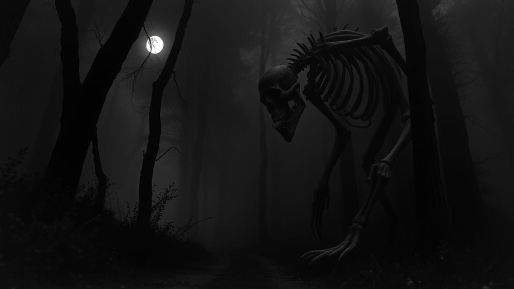 Terrifying Bone Monster in Vintage Horror Style