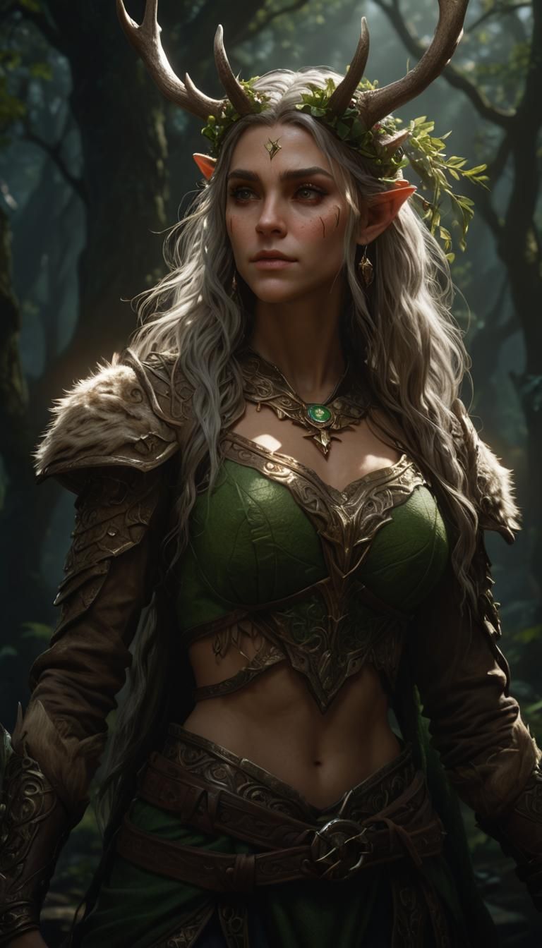Detailed Elf Deer Female in RPG Style