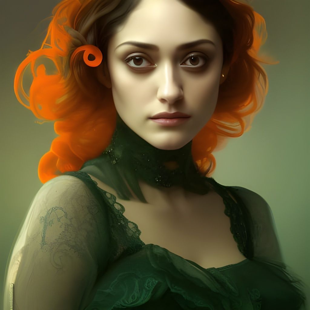 Victorian Woman Portrait in Art Nouveau Style