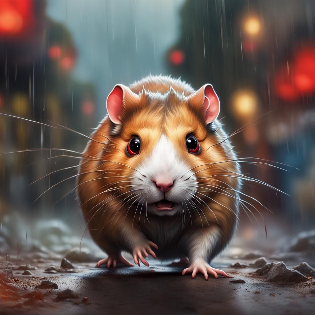 Gigantic Evil Hamster on a Stormy Day