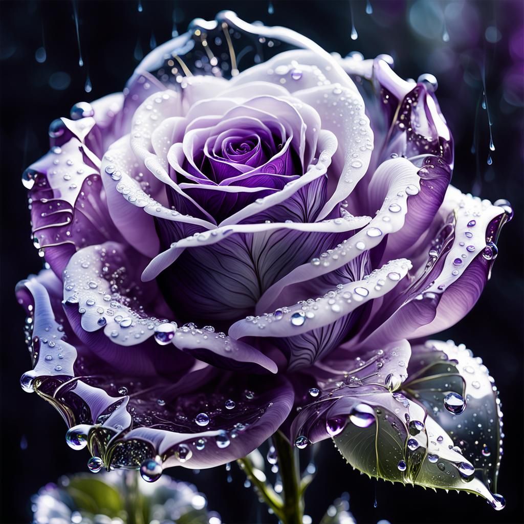 Transparent Glass Rose Dreamscape: Surreal Fractal Art