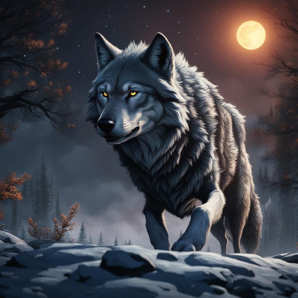 Wolf on the Prowl: Detailed Fantasy Concept Art