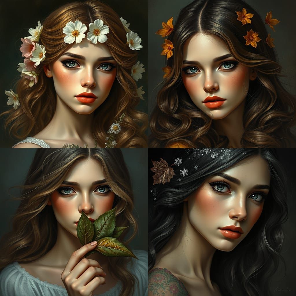 Four Seasons Women in Painterly Fantasy Style