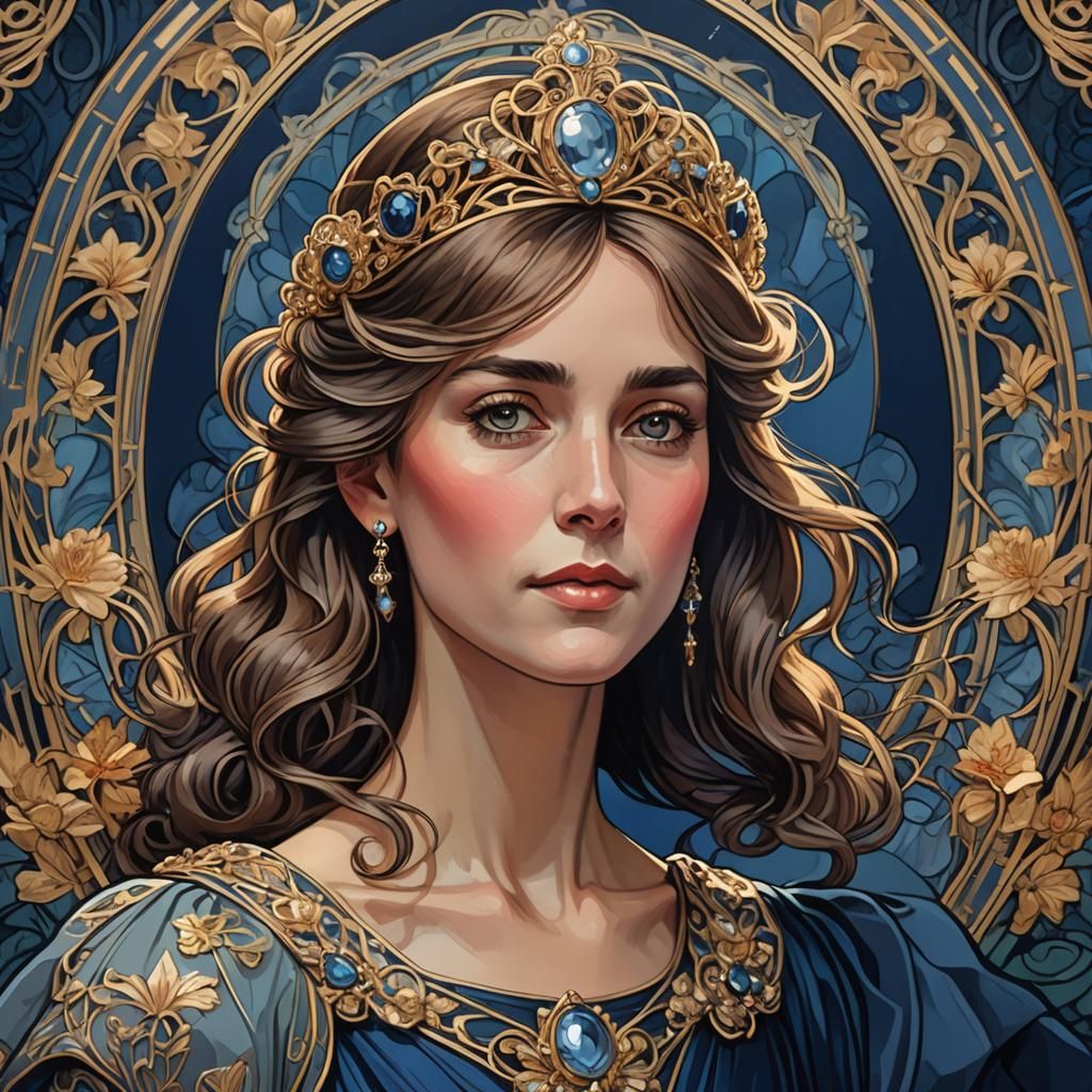 Art Nouveau Portrait: Princess Catherine in Mucha Style