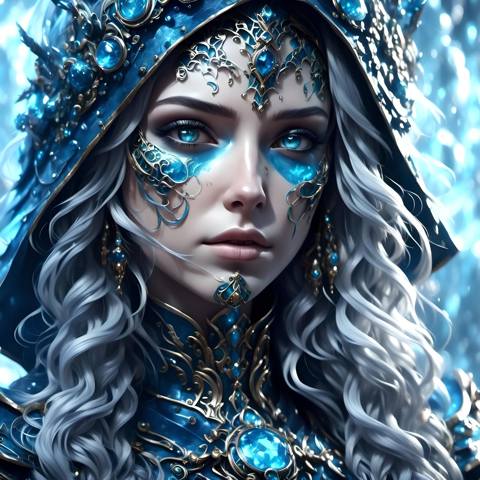 Dark Blue Rogue with Gothic Hooded Cape