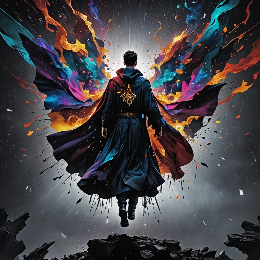 Haunted City Sorcerer in Japanese Ink Style