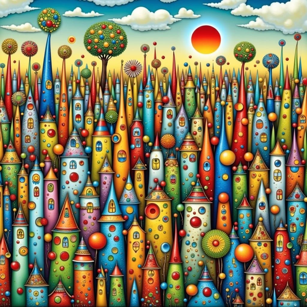 Vibrant City of Hundertwasser Style Houses