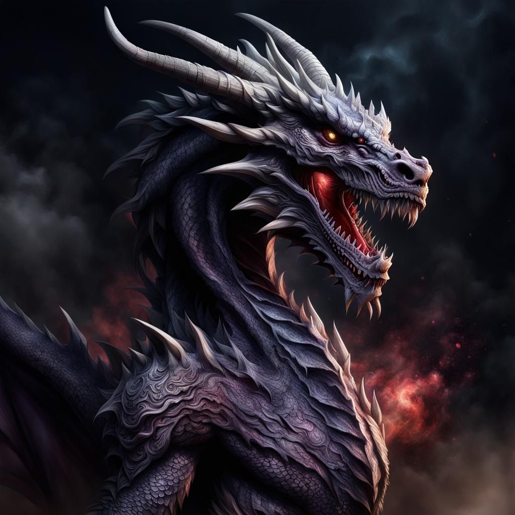 Ornate Zombie Dragon Portrait in Detailed Universe