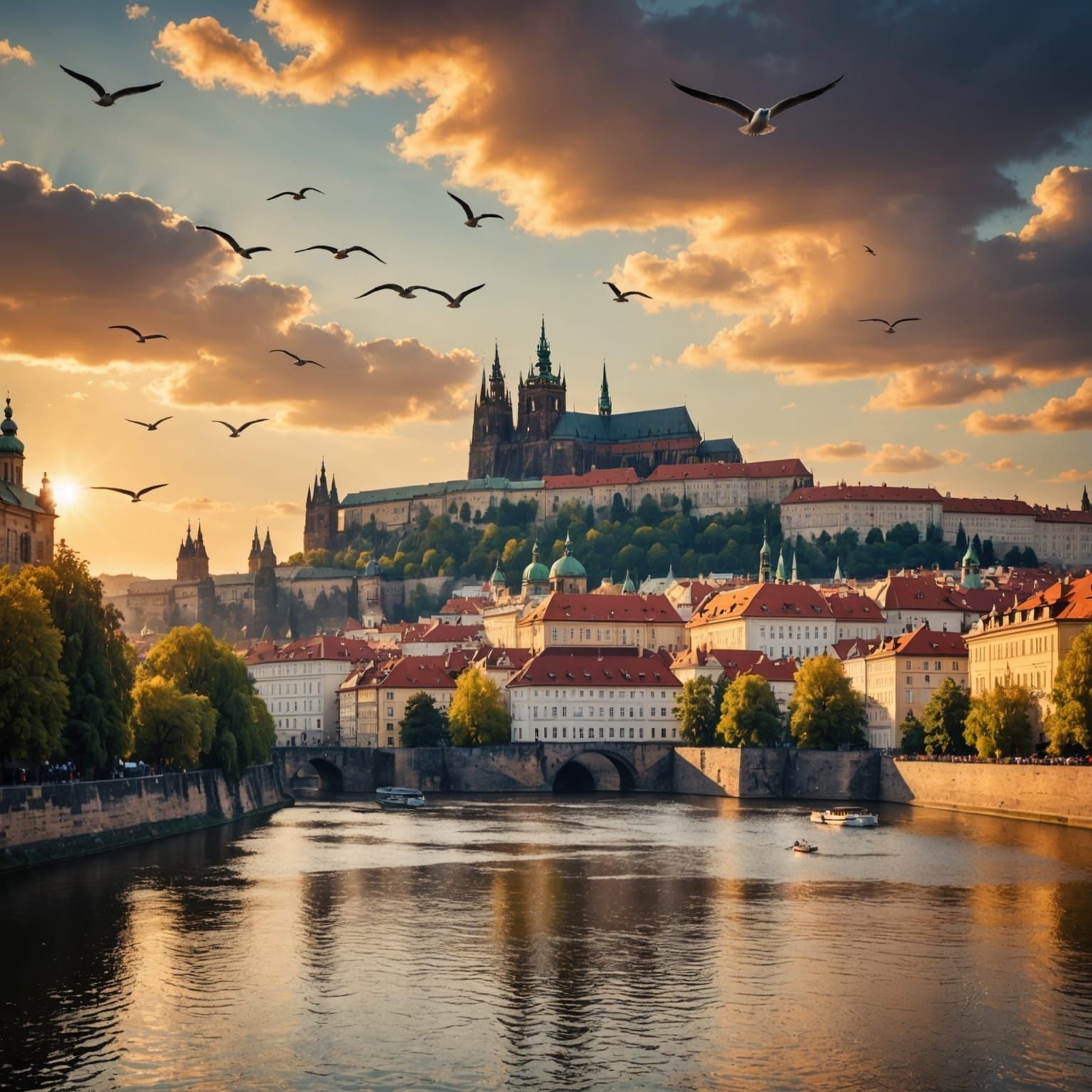 Prague's Hradcany Castle at Sunset: Photographic Style
