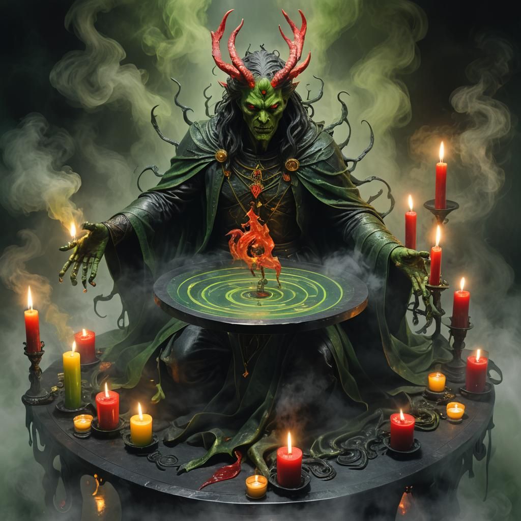 Hyperrealistic Conjuration Triangle in Mysterious Atmosphere