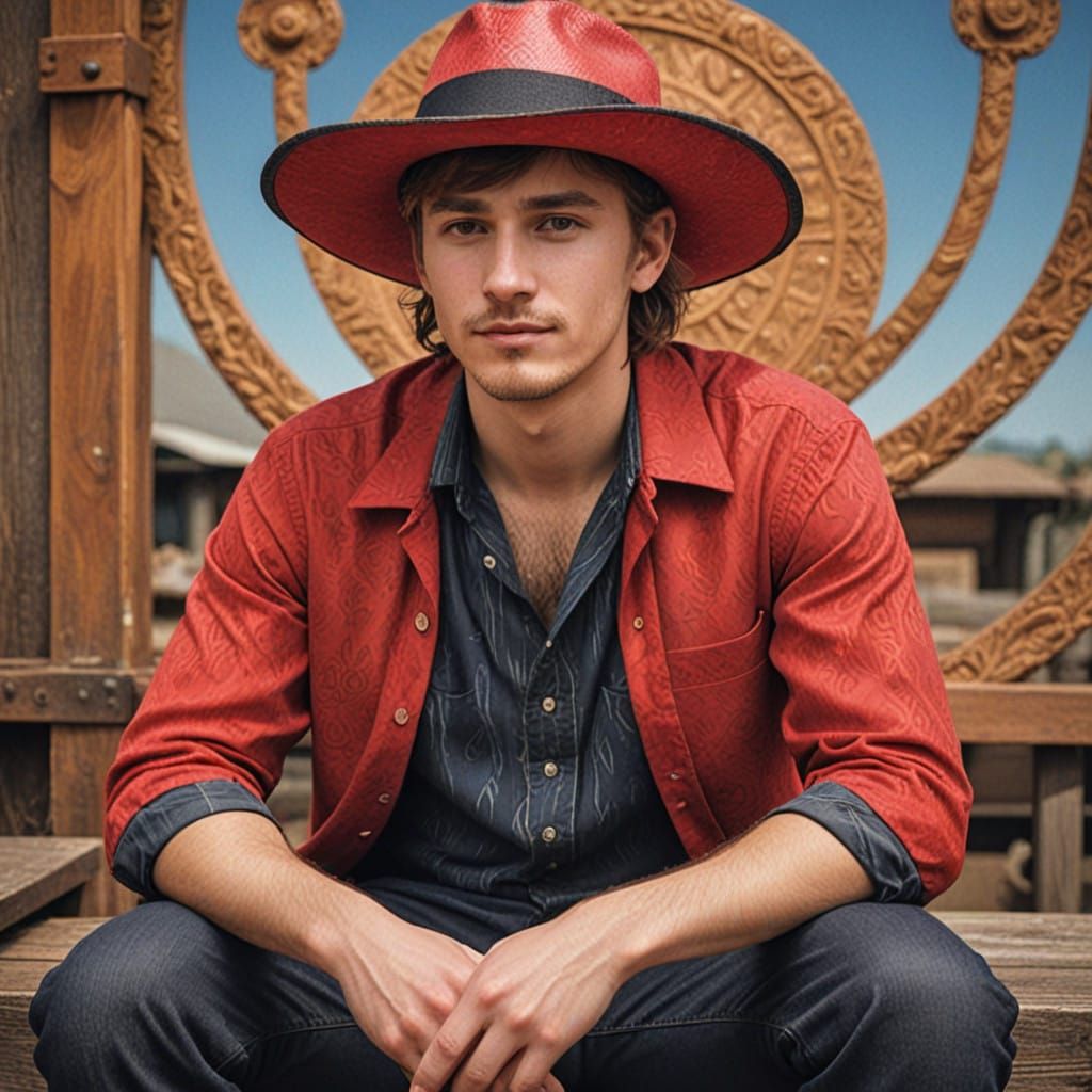 Elegant Young Adventurer in a Ward-Style Brocade Ensemble