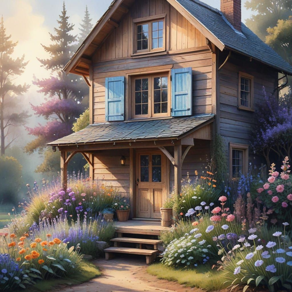 Whimsical Woodland Sanctuary in Gentle Watercolor