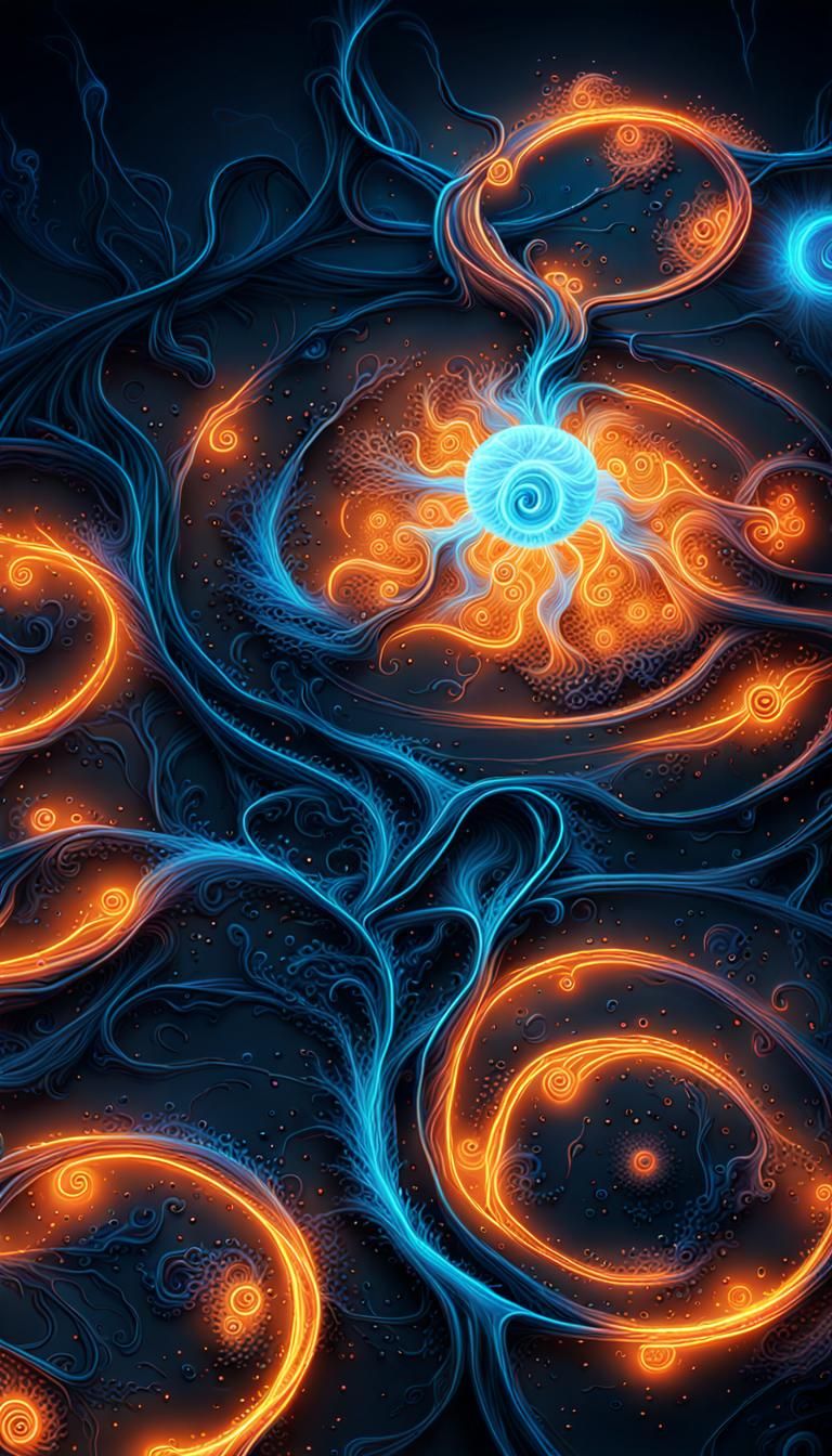 Cyberpunk Neon Fractals: Biotic to Prebiotic Transition