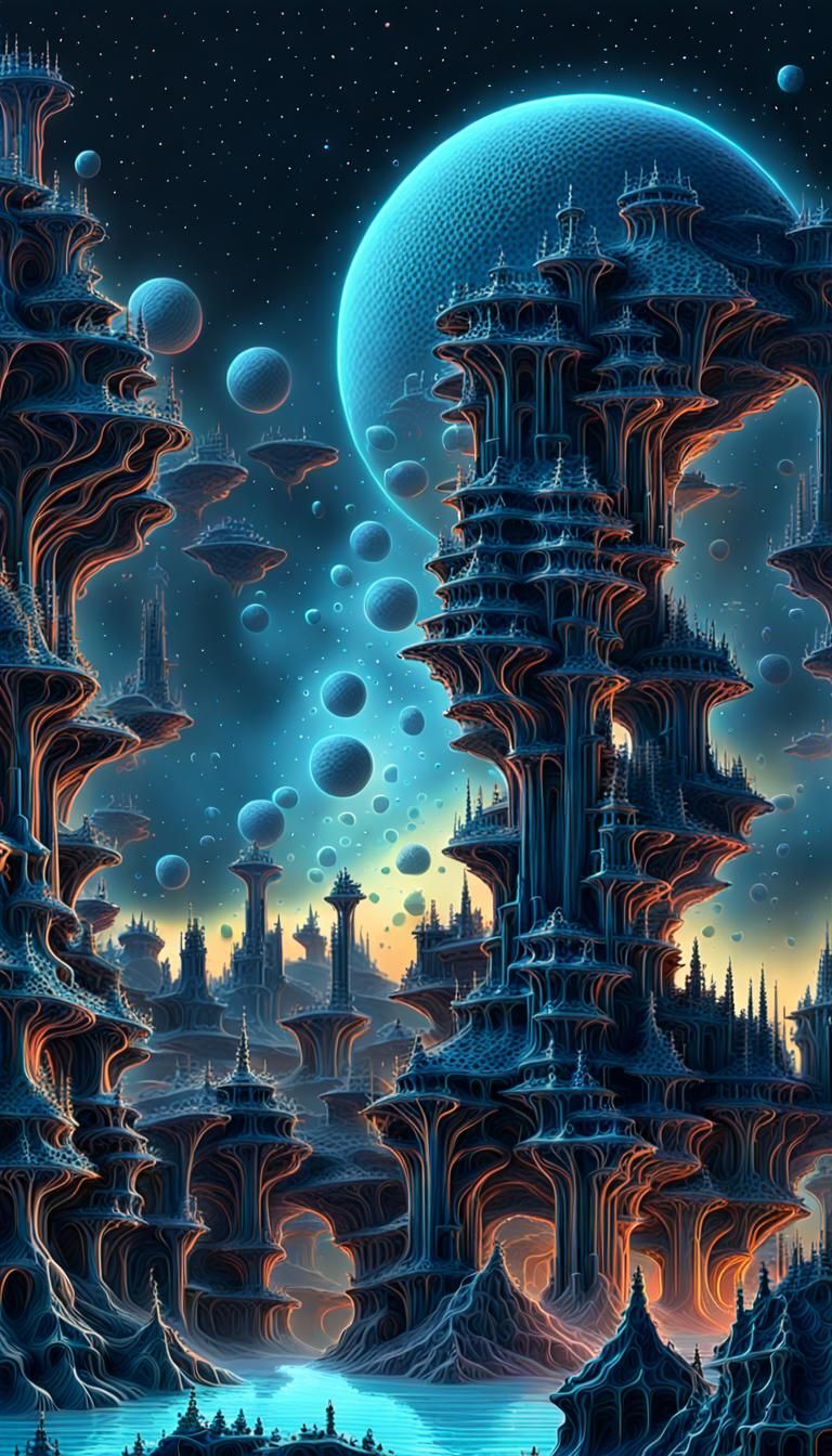 Cosmic Surrealism: Fractal Landscape of Life's Genesis