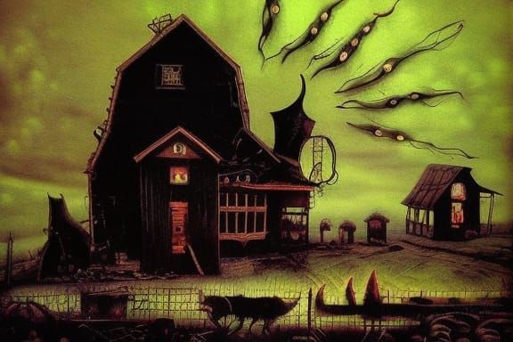 Gothic Steampunk Farm: A Surreal Dreamcore Nightmare