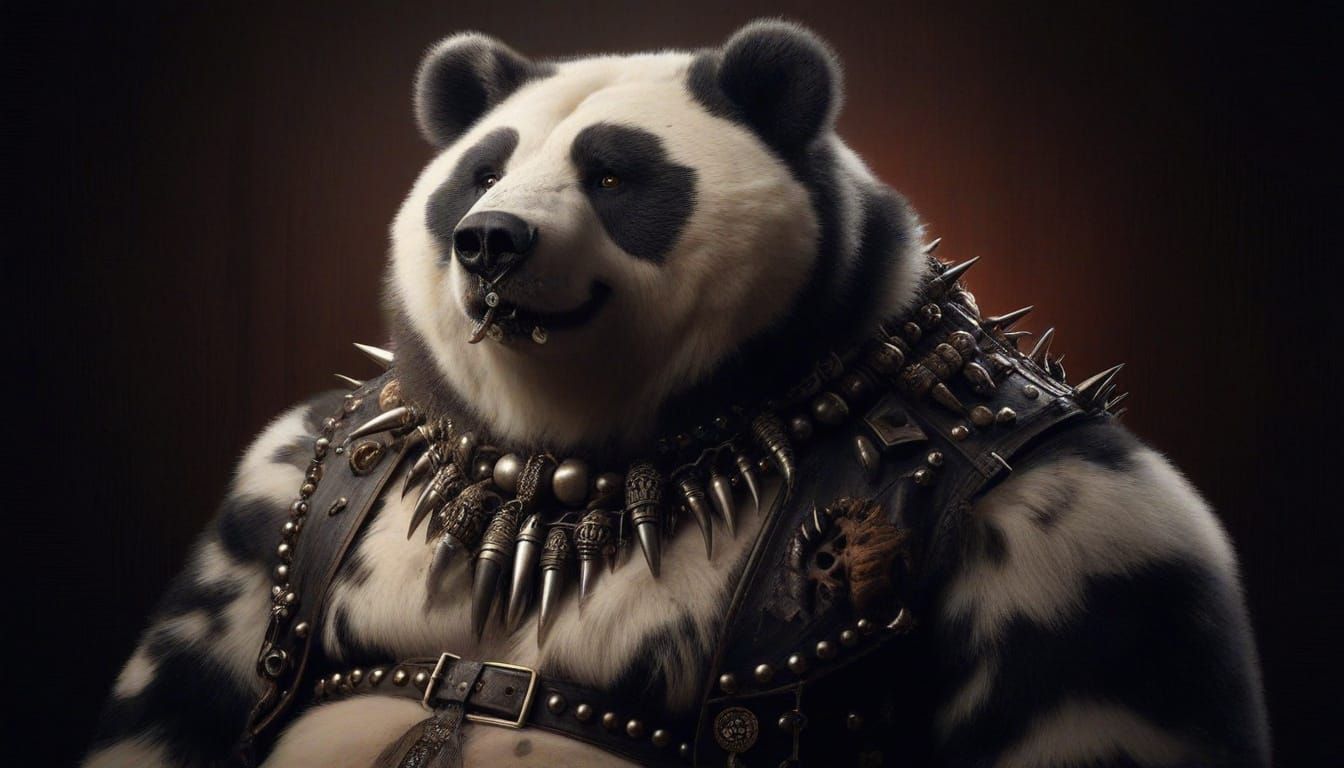 Obese Piebald Bear Warlord with Piercings