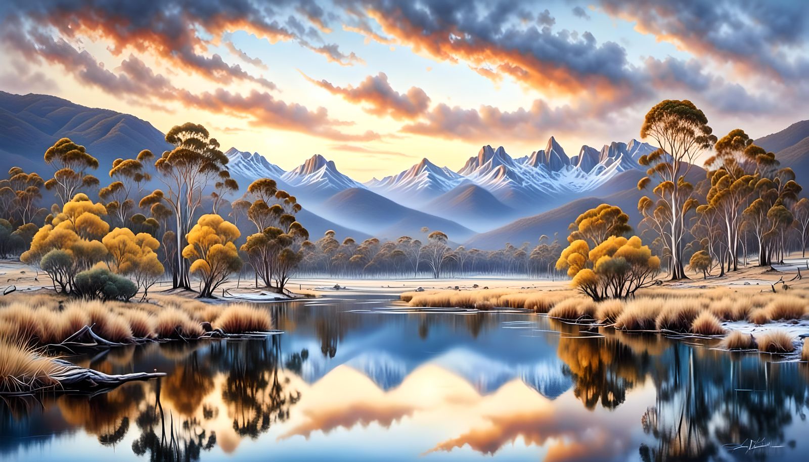 Snowy Mountains, Australia: Watercolour Landscape Painting