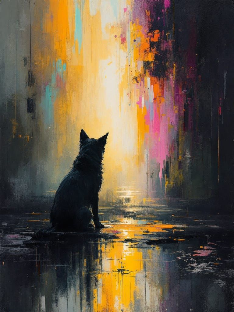 Solitary Dog Bathed in Luminous Light