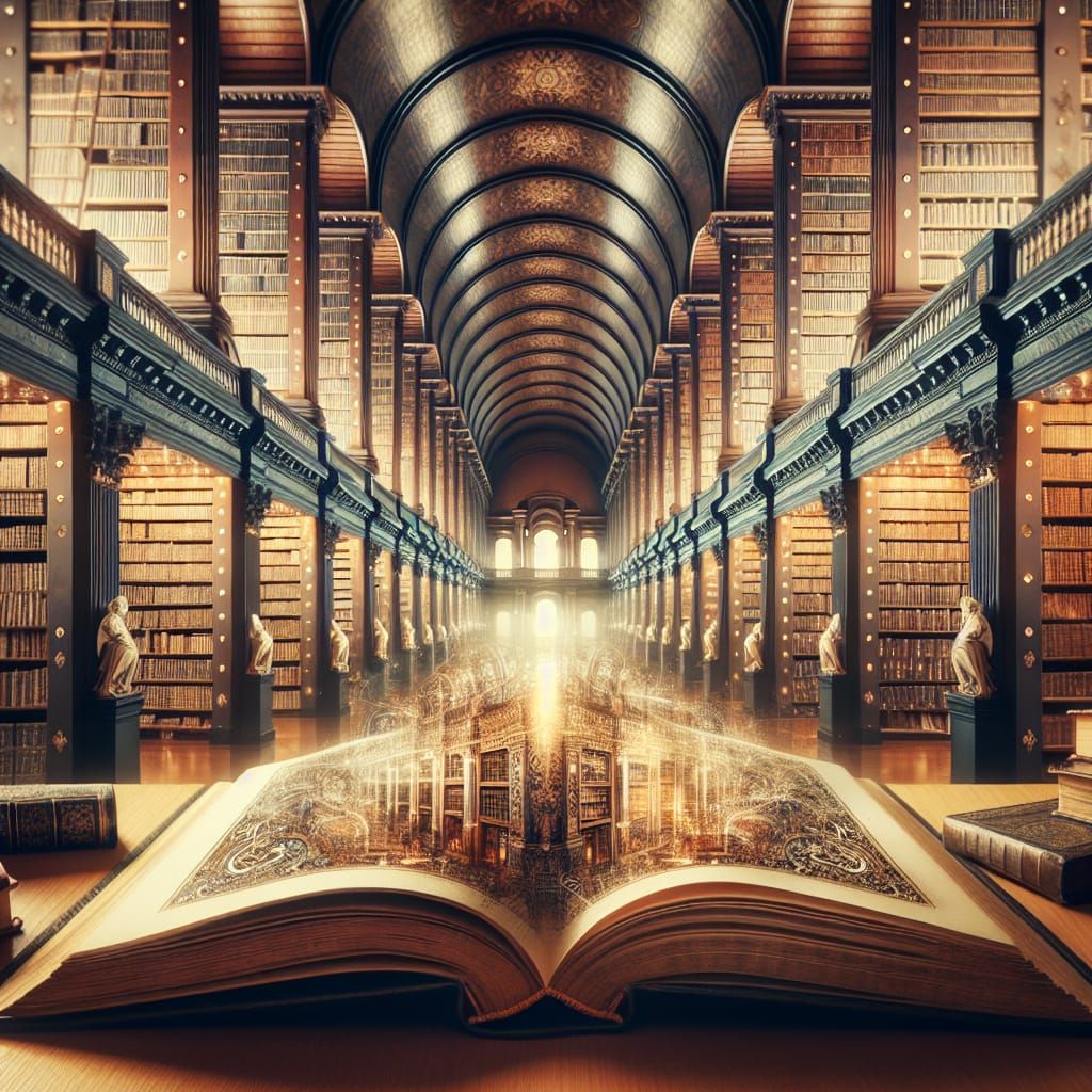 Elegant Grand Library Meets Open Book in a Timeless Fusion