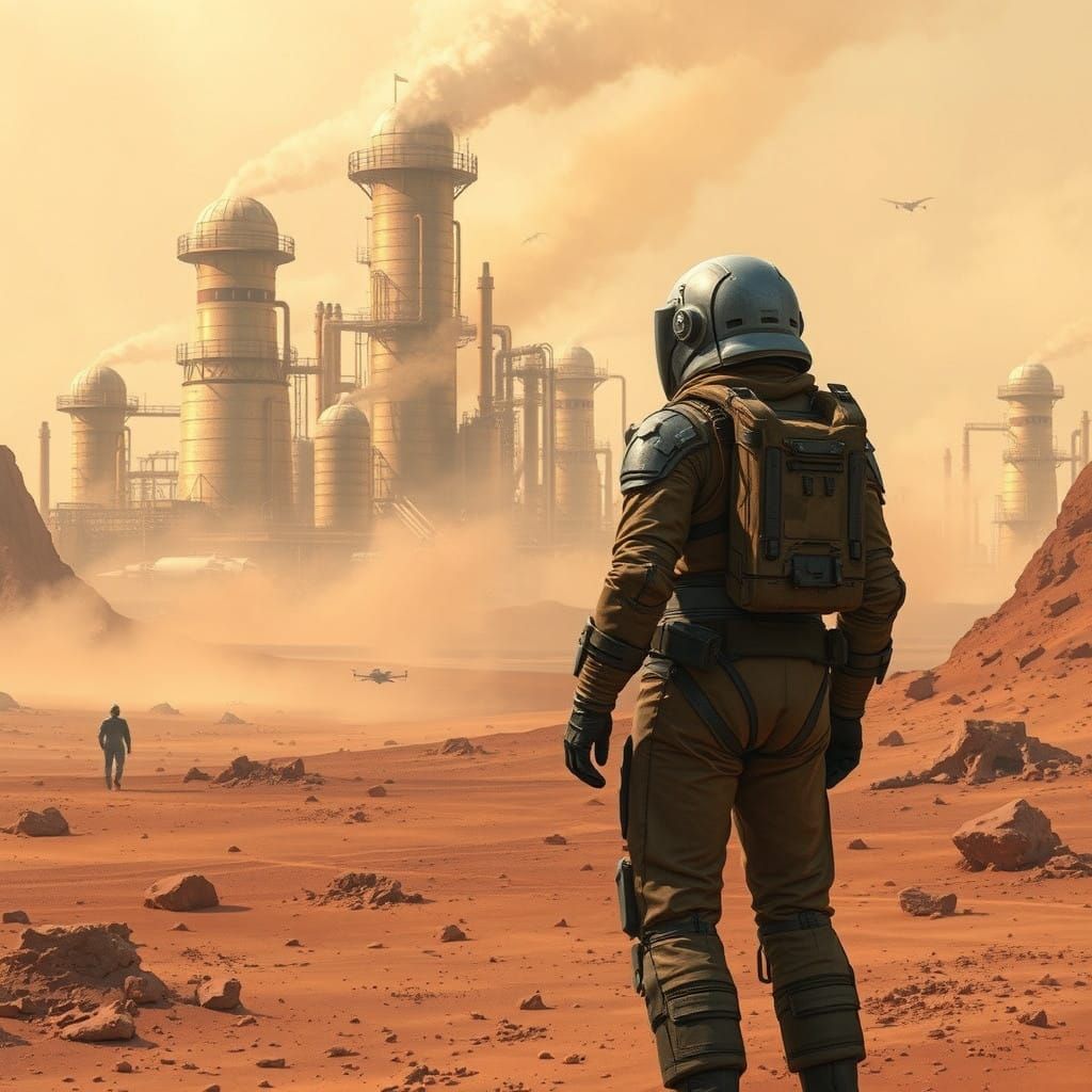 Vigilant Guard in a Desolate Space Port Landscape