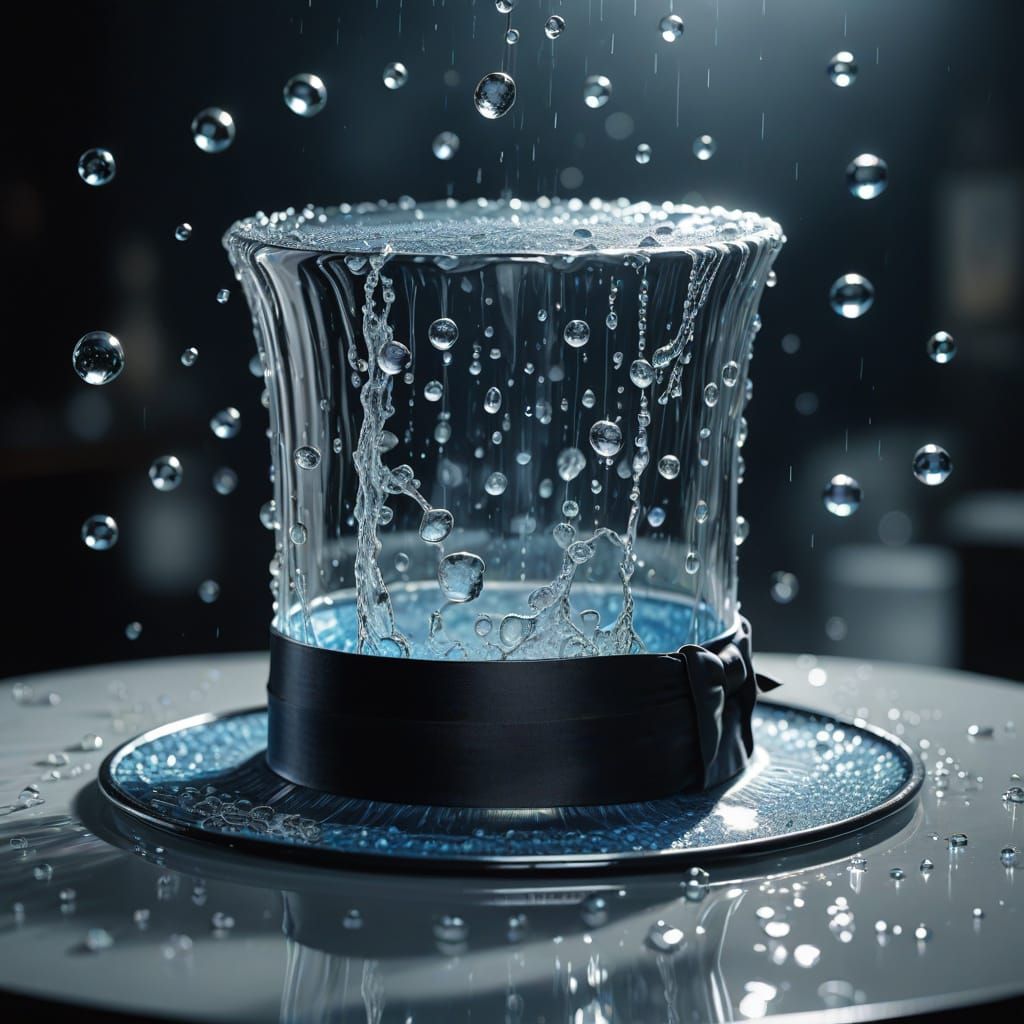 Surreal Water Top Hat in Glass Case