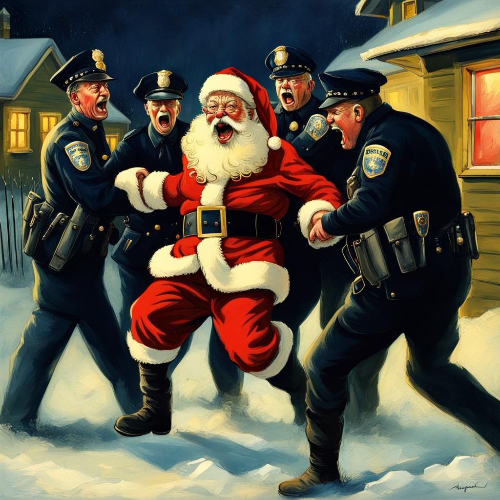 Santa Claus getting arrested