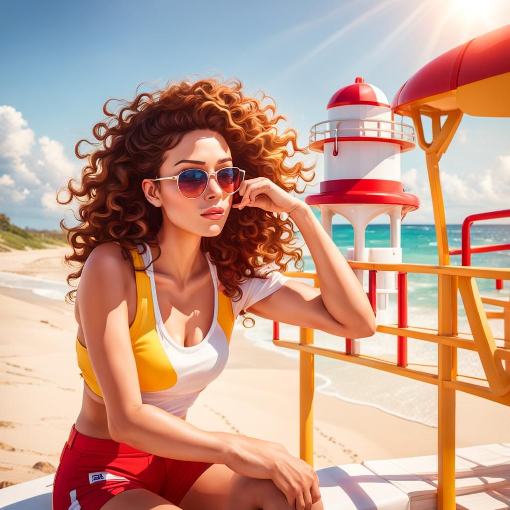 Lifeguard Girl on Sunny Beach