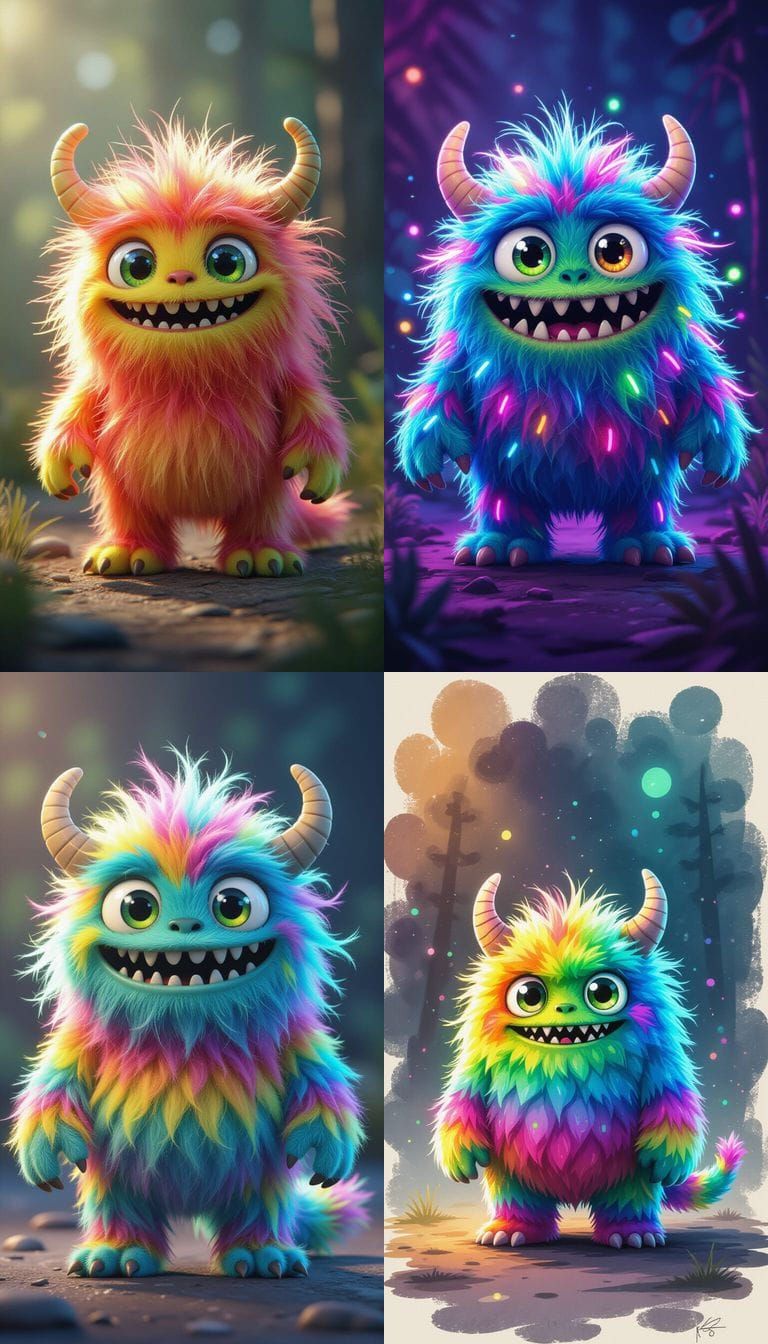 Charismatic Fuzzy Neon Monster