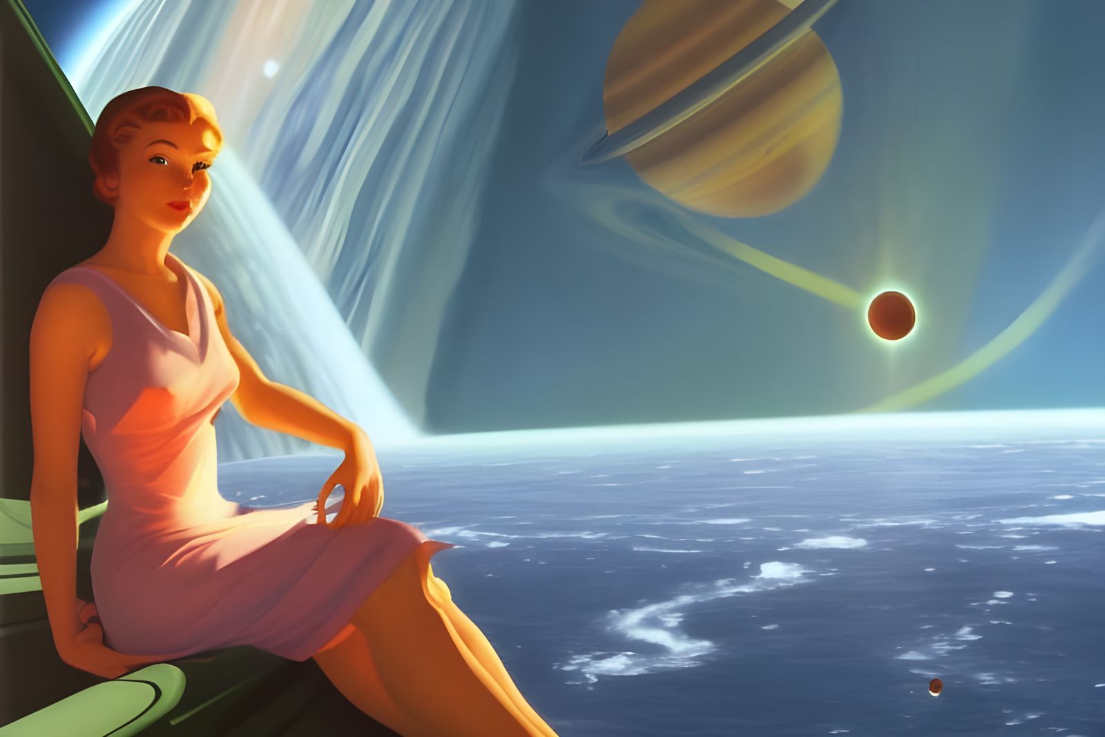 Exoplanet Waterfall View from Orbit in Hyperrealism