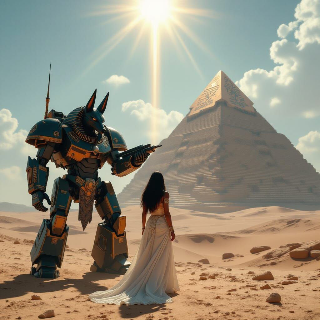 Egyptian Aviatrix Enters Anubis Mech in Paleo-Futuristic Zep...